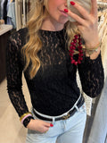 Lace top lange mouw - Zwart