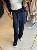 Satijnen broek met bies - Donkerblauw