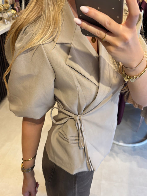 Blazer met strikdetail - Taupe