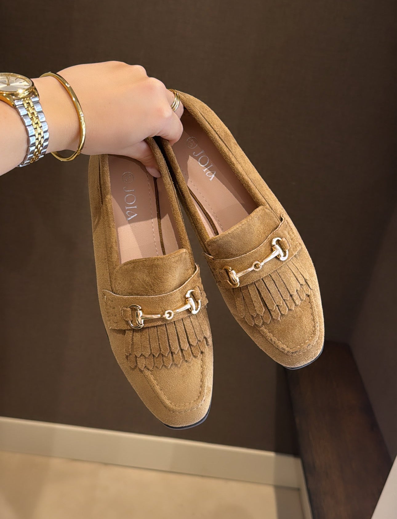 Loafers met franjes - Camel
