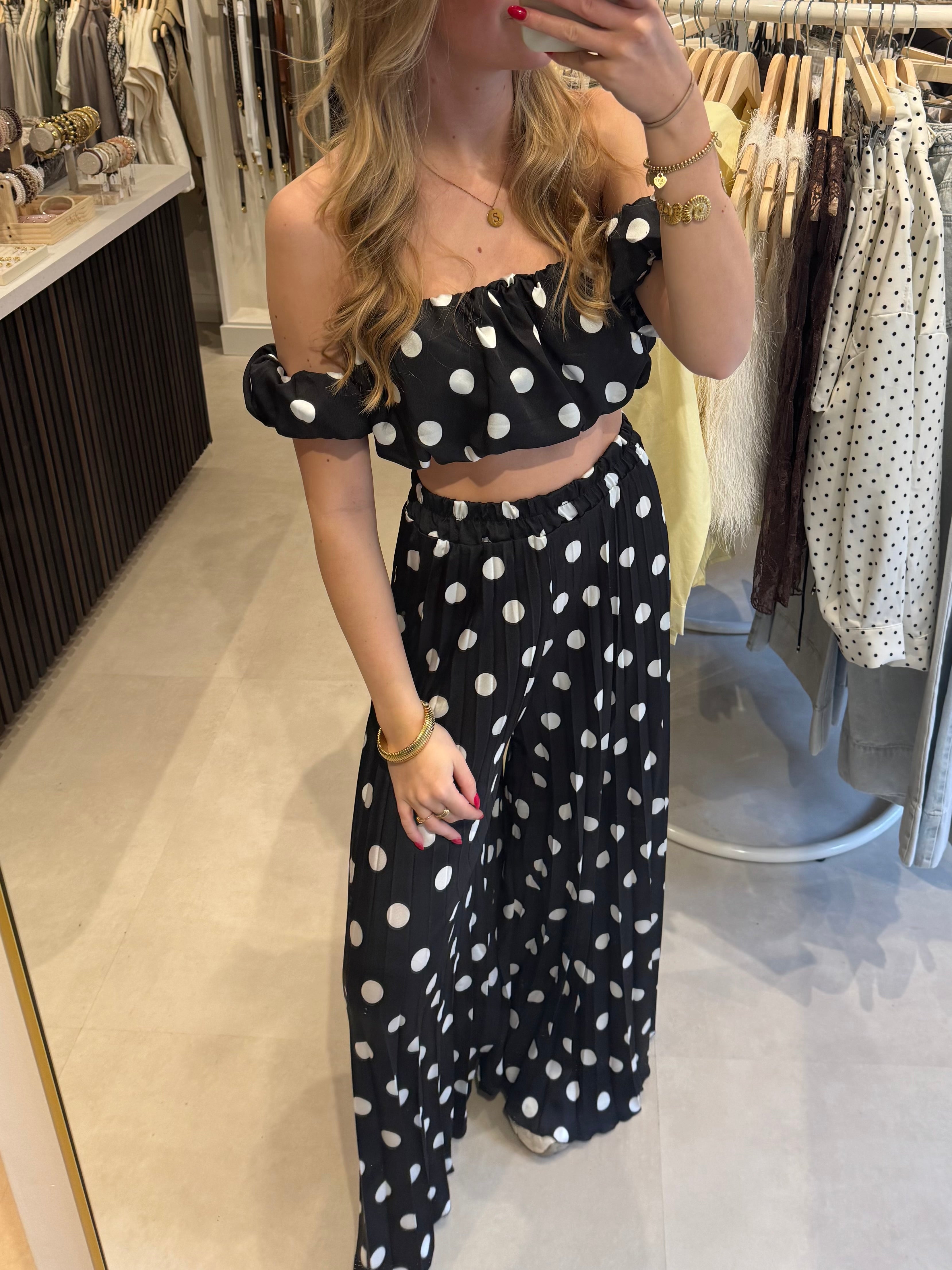 Polka dot set - Zwart/Wit