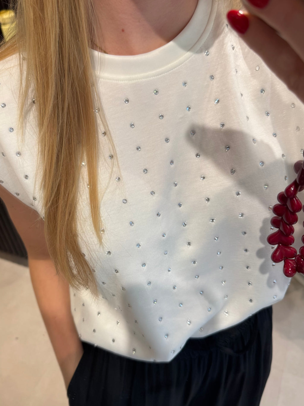 T shirt met strass steentjes - Wit