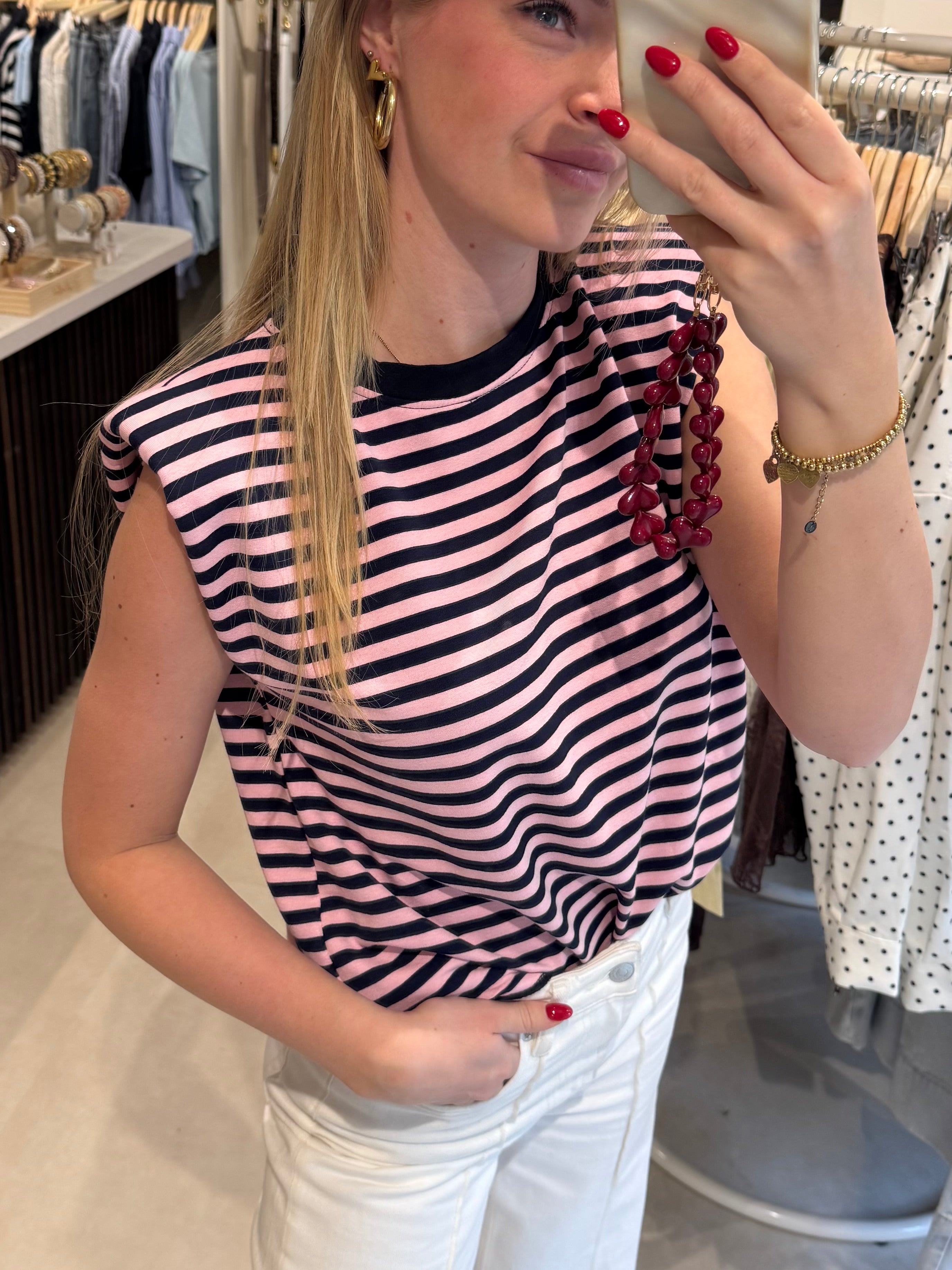 Gestreepte top - Roze/Bruin