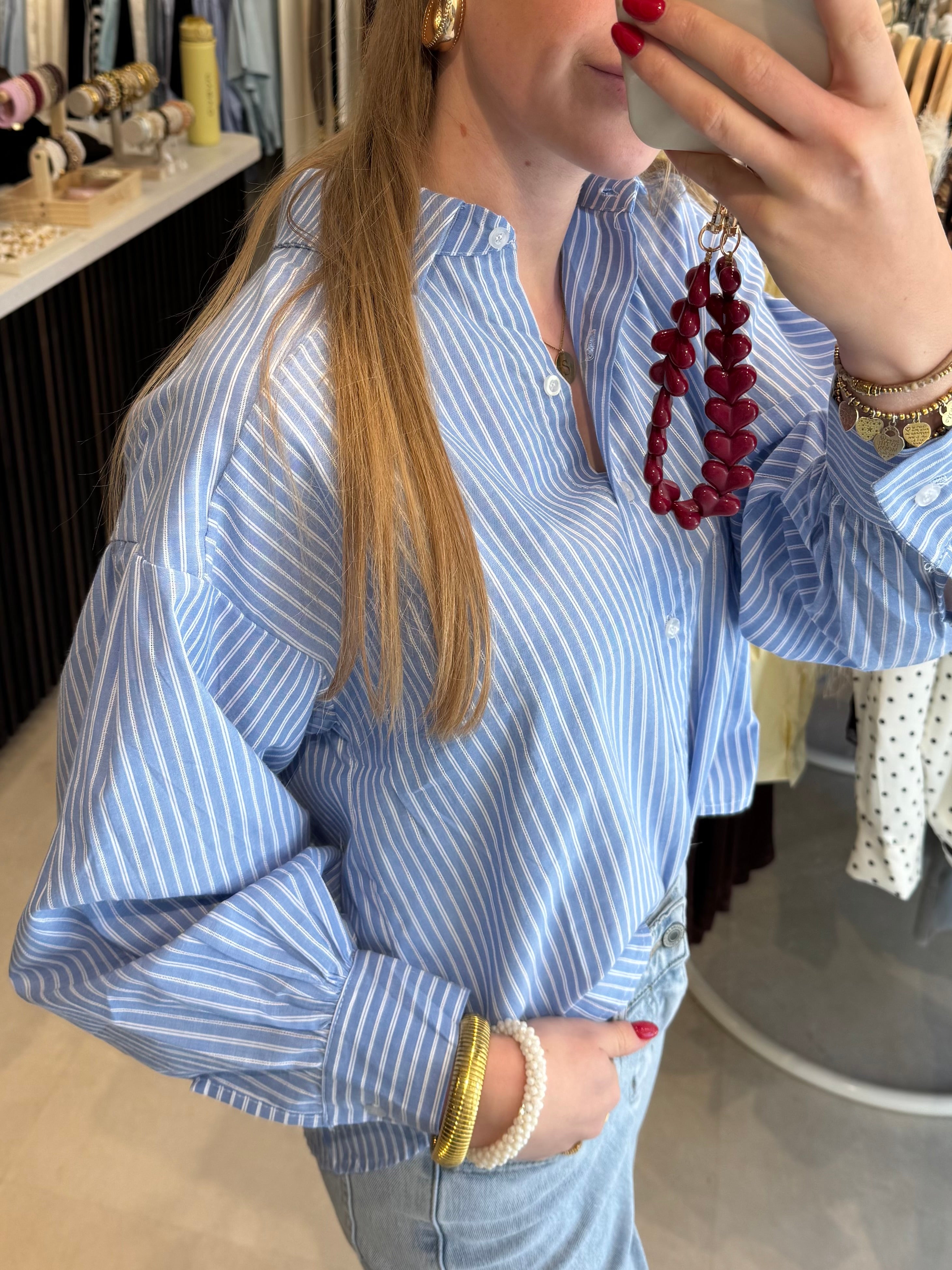 Gestreepte blouse - Blauw/Wit