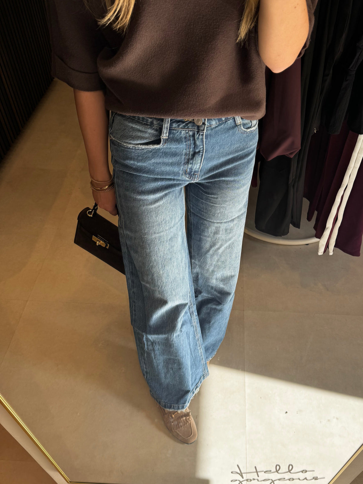 Jeans met plooi - Middenblauw