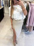 Linnen rok met split - Beige