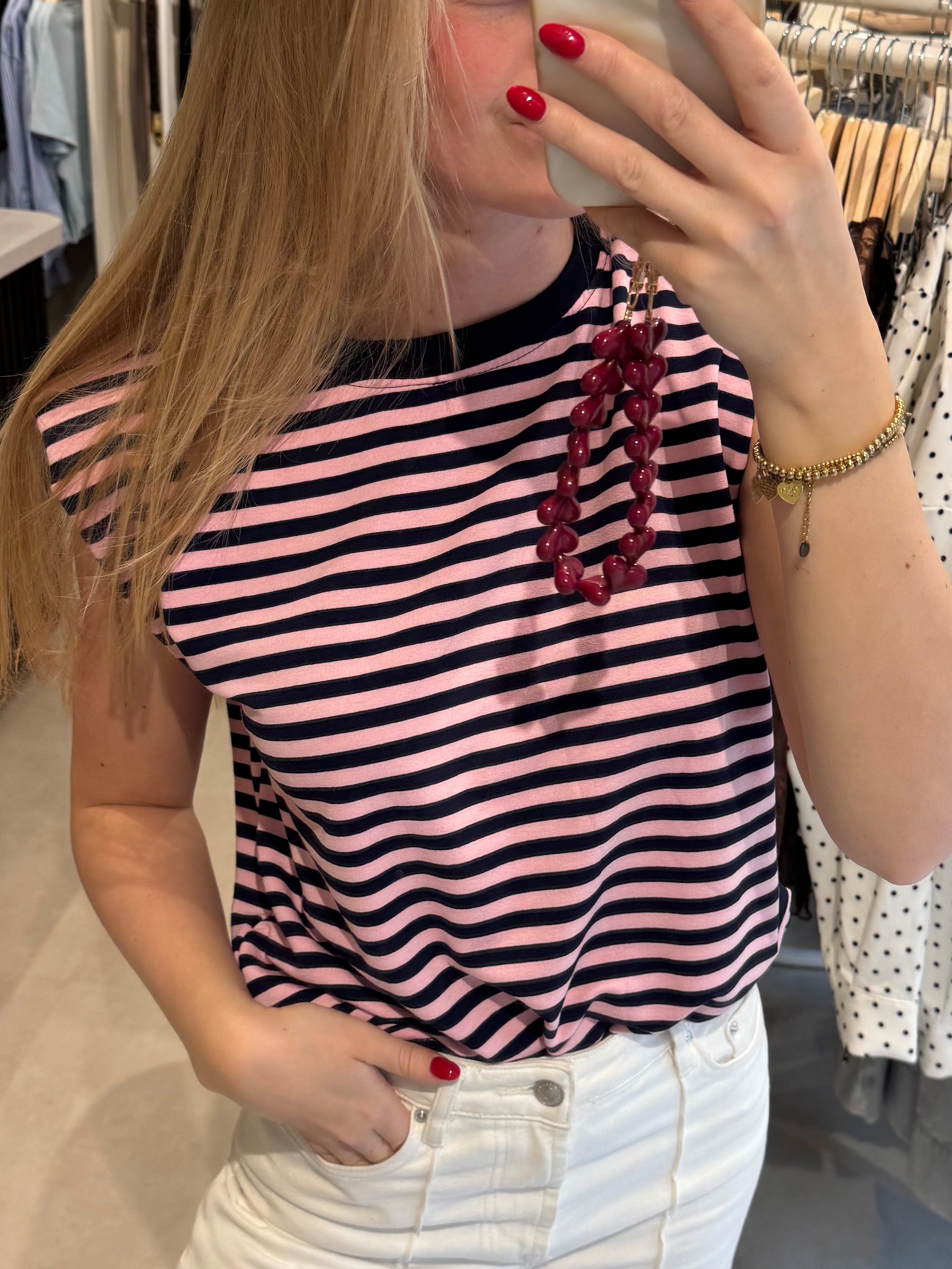 Gestreepte top - Roze/Bruin