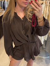 Mousseline skort - Donkerbruin