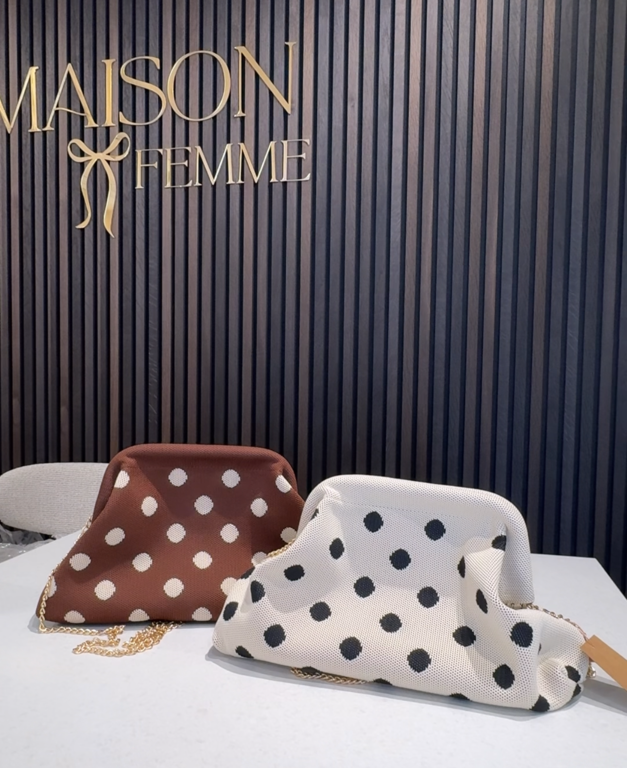 Polka dot clutch - Wit/Zwart