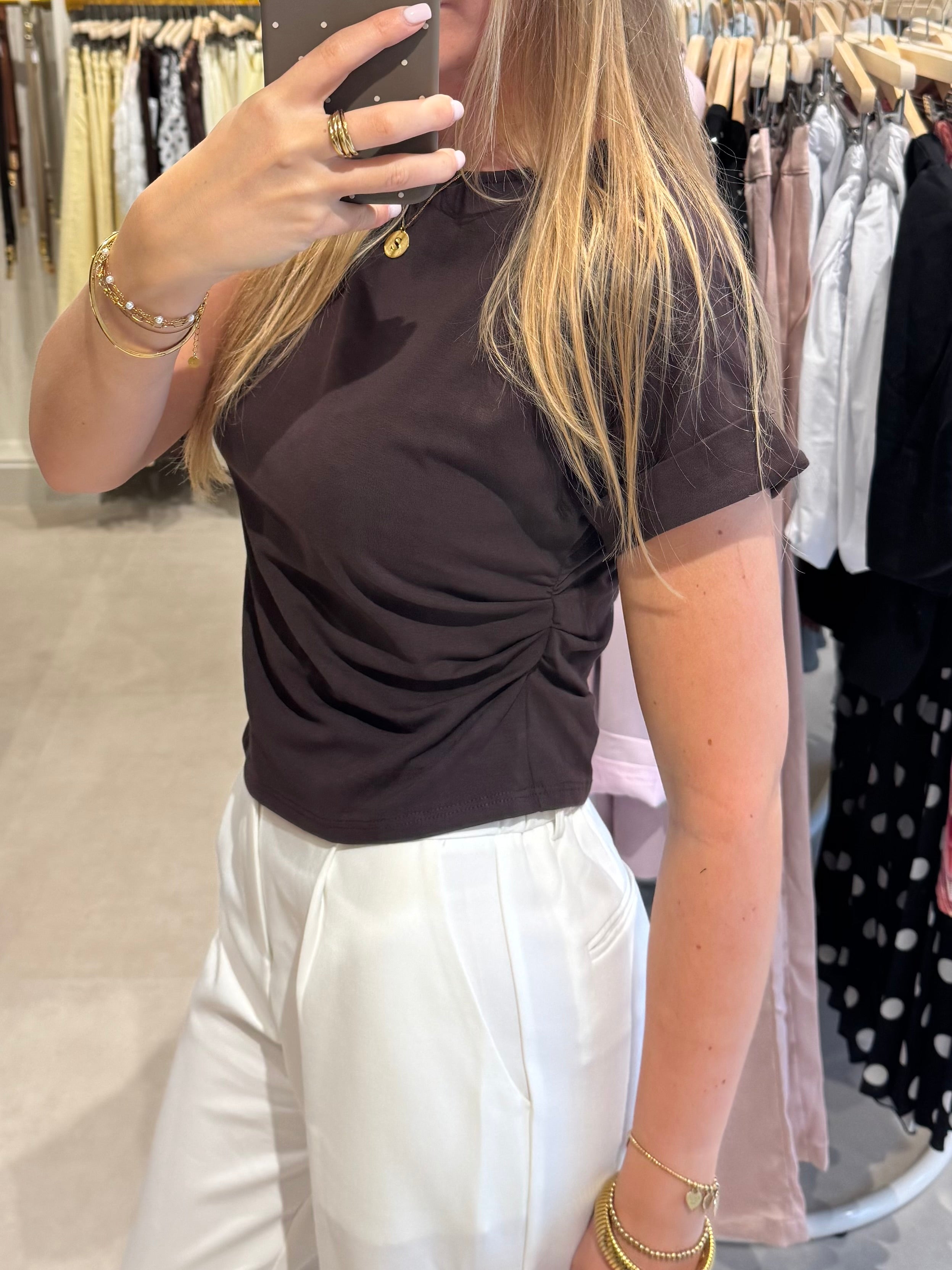 Basic t shirt - Donkerbruin