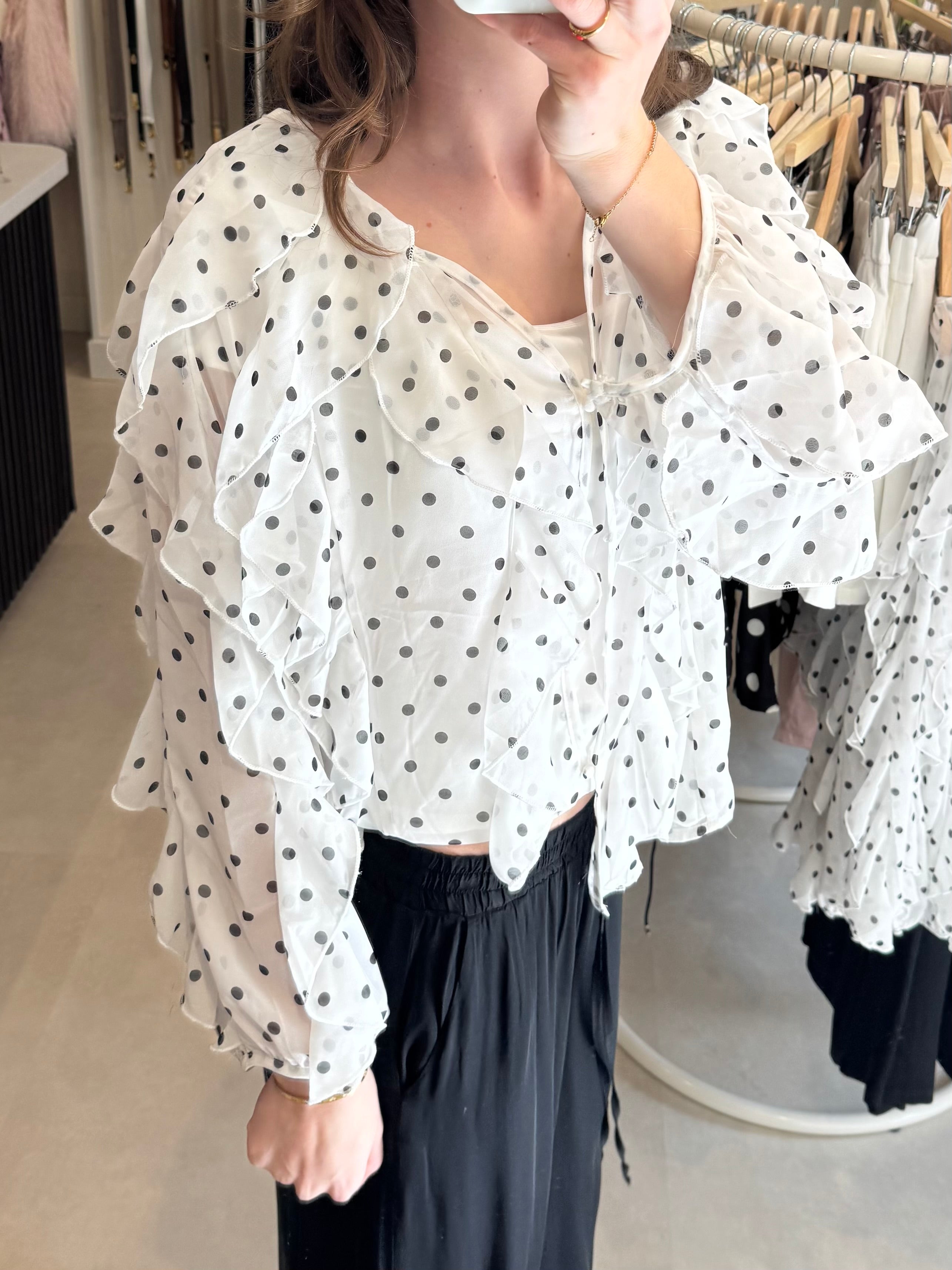 Polka dot blouse - Wit/Zwart