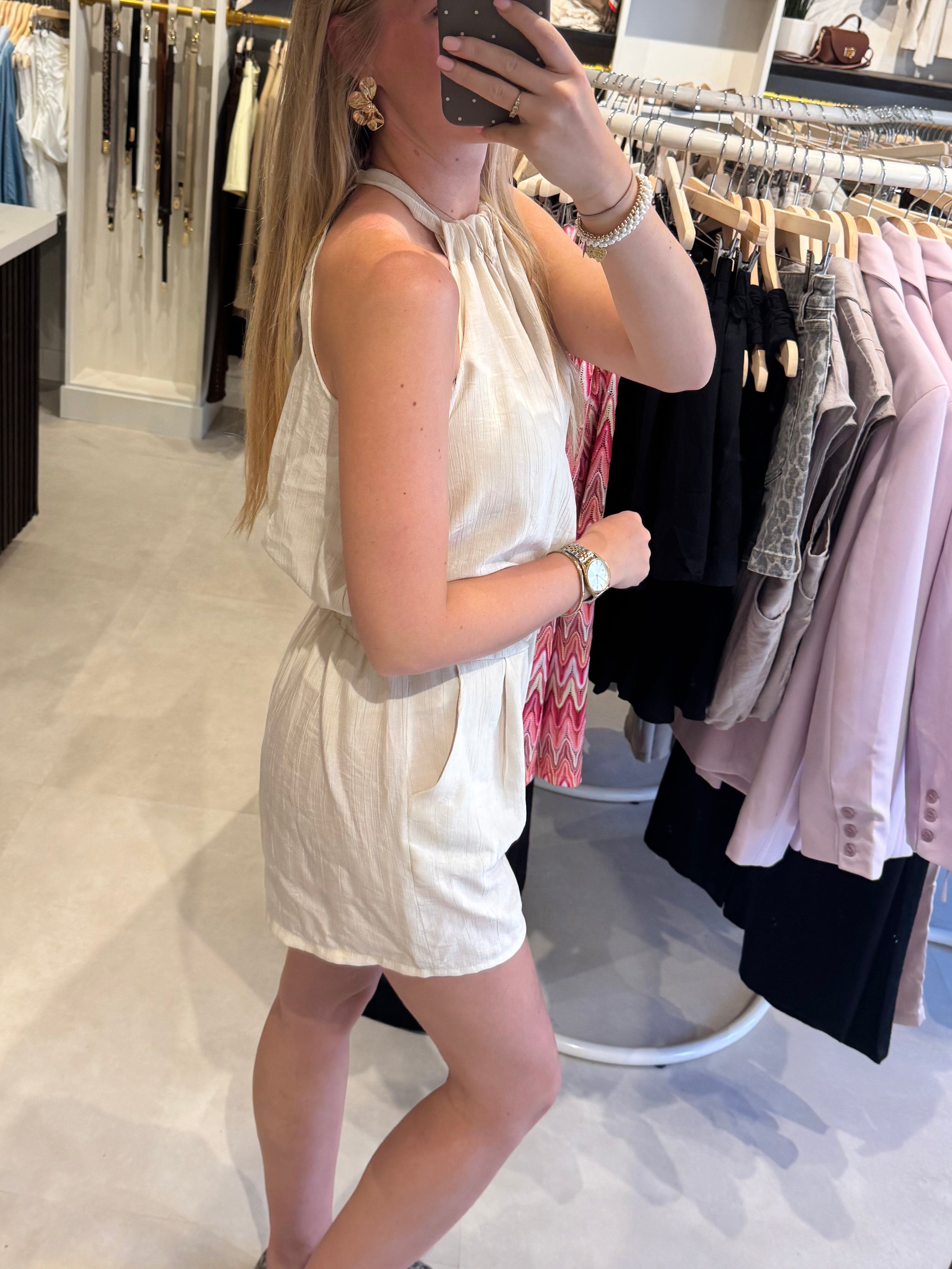 Set halter top met short - Ecru