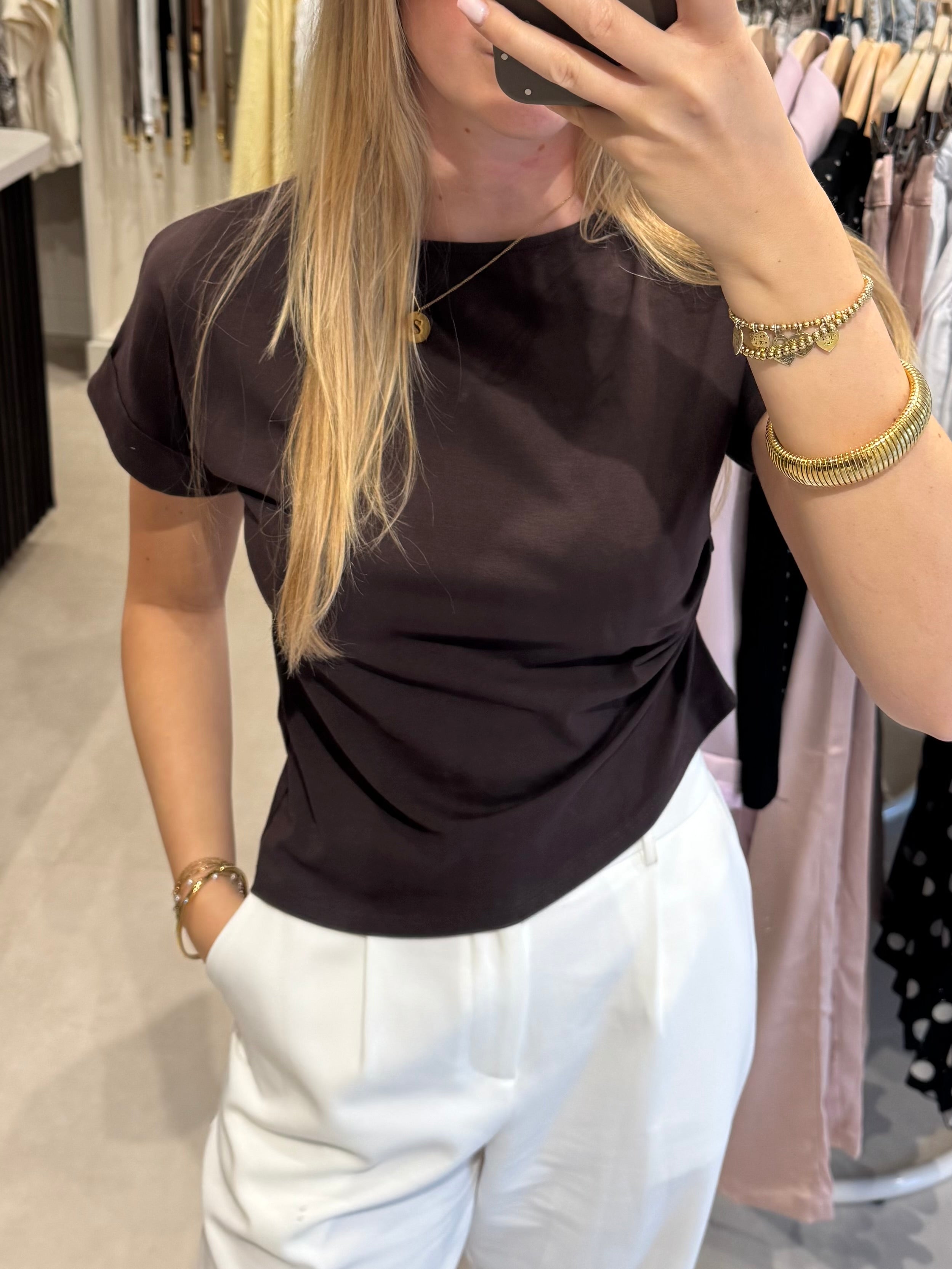 Basic t shirt - Donkerbruin