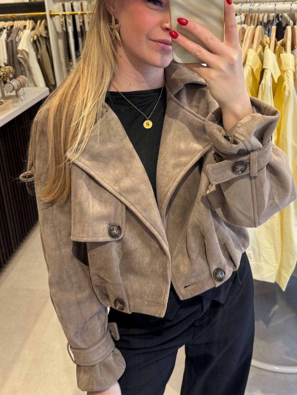 Suede jasje - Taupe