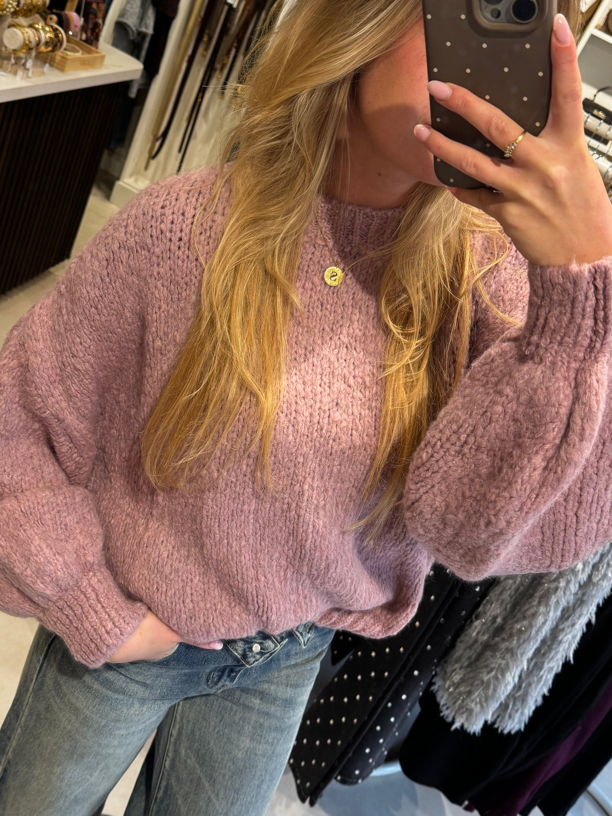 Oversized Gebreide trui - Mauve