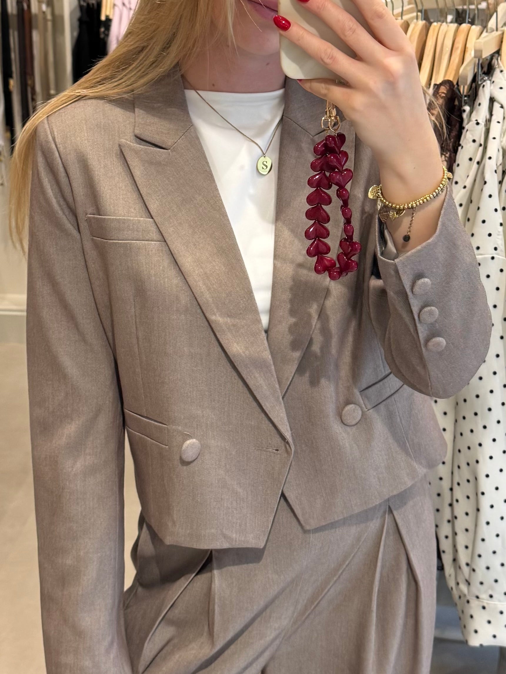 Cropped blazer - Taupe