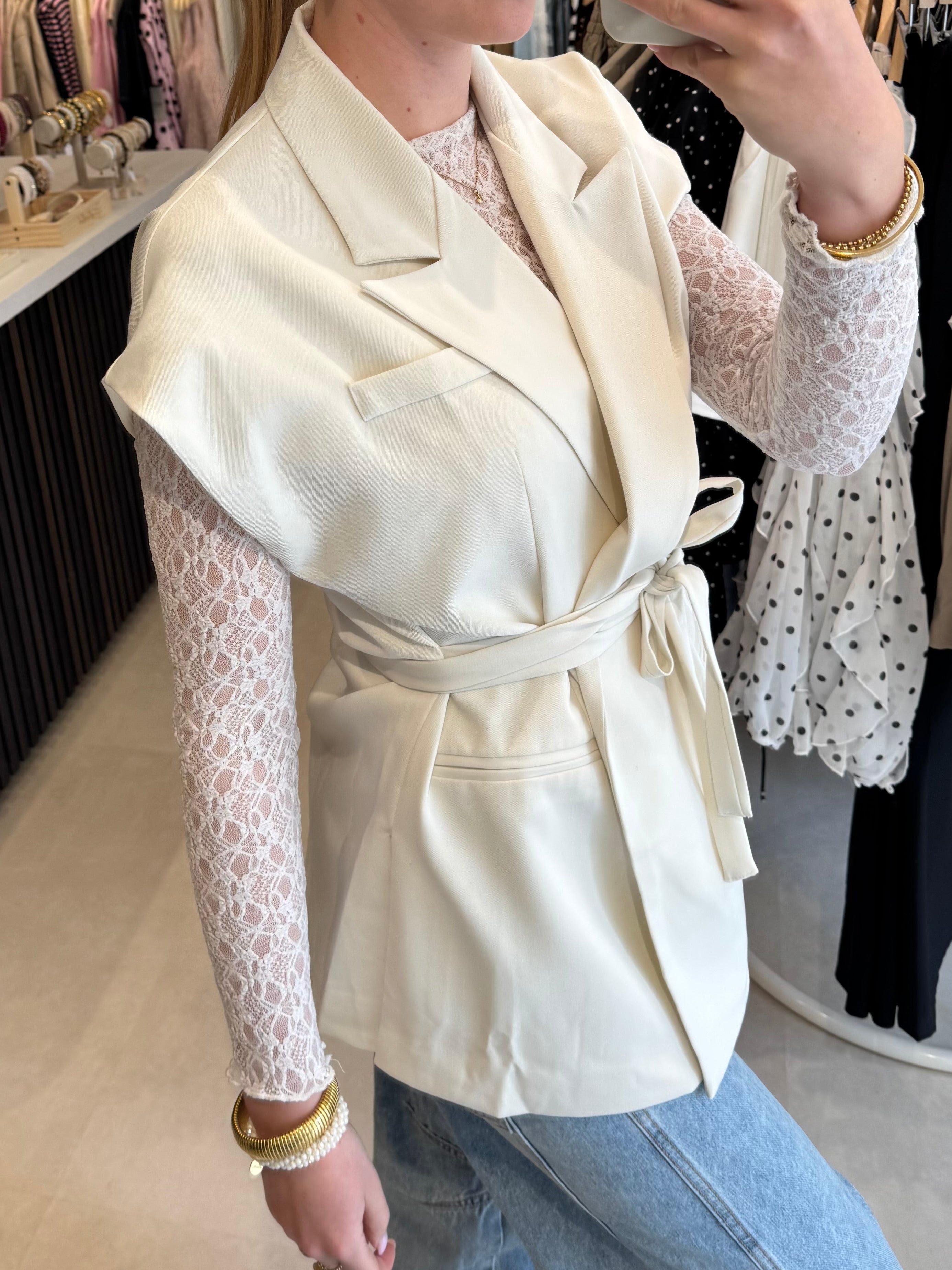 Gilet met ceintuur - Off White