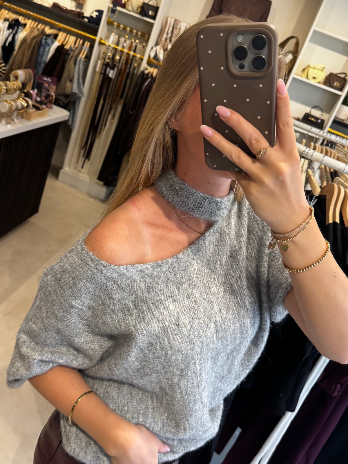 Cut- out sweater - Grijs