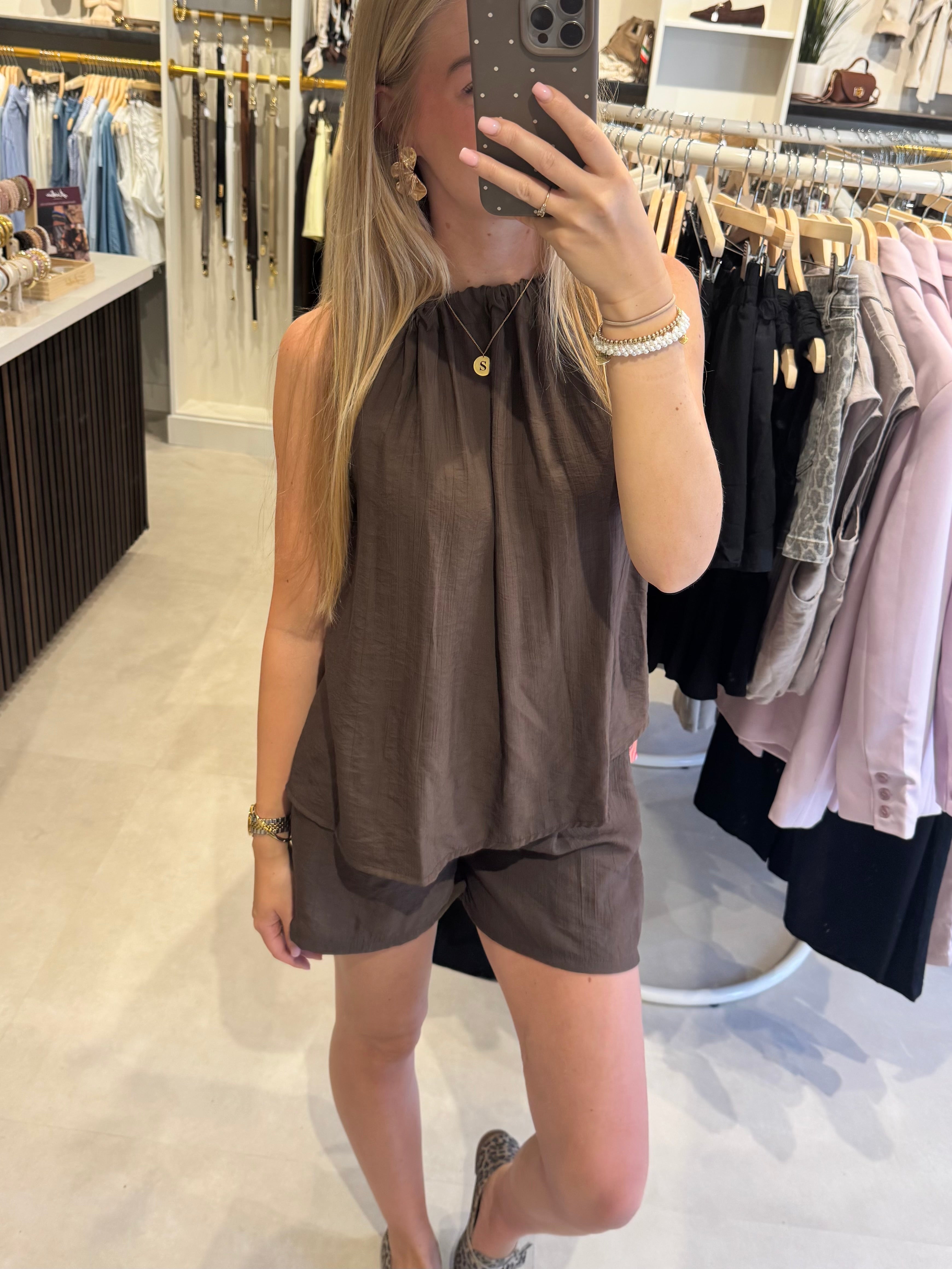 Halter top - Donkerbruin