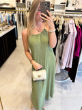 Plissé Maxi Dress Lurex - Groen
