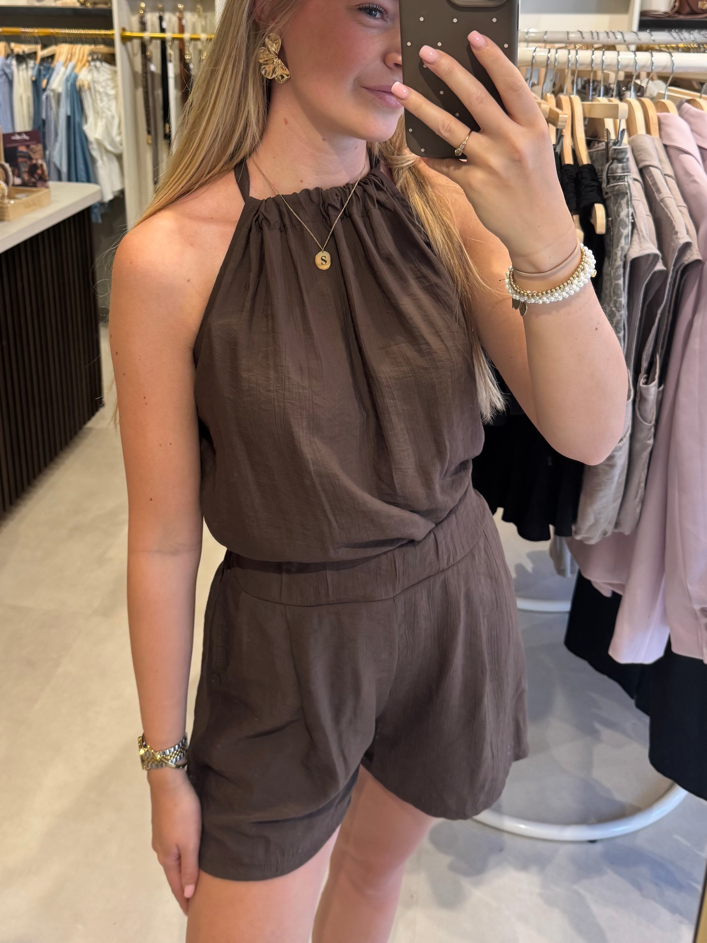 Halter top - Donkerbruin