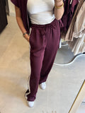 Satijnen broek met bies - Bordeaux