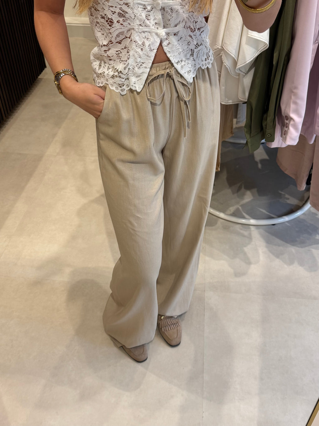 Linnen broek - Beige - TALL