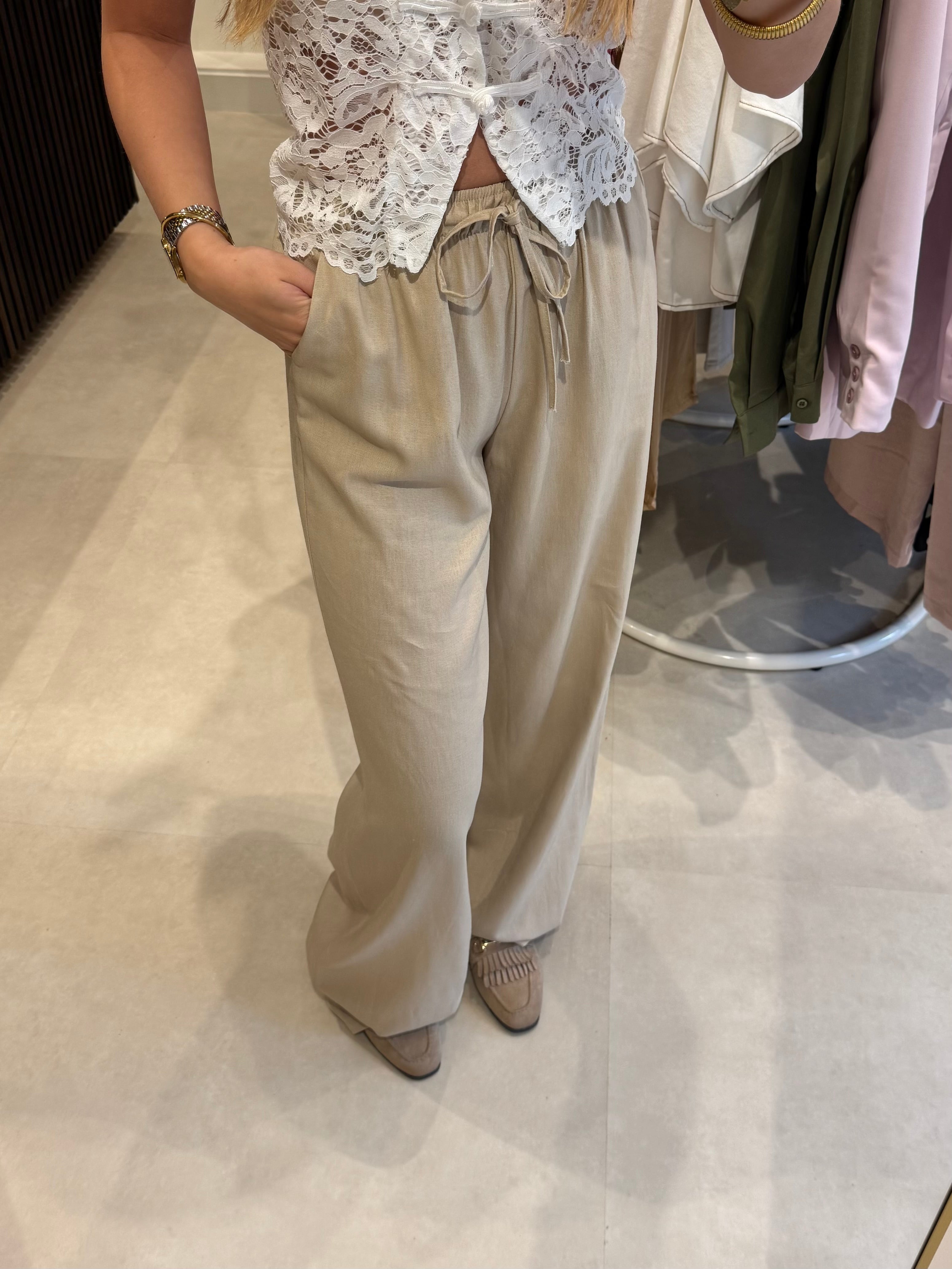Linnen broek - Beige - TALL