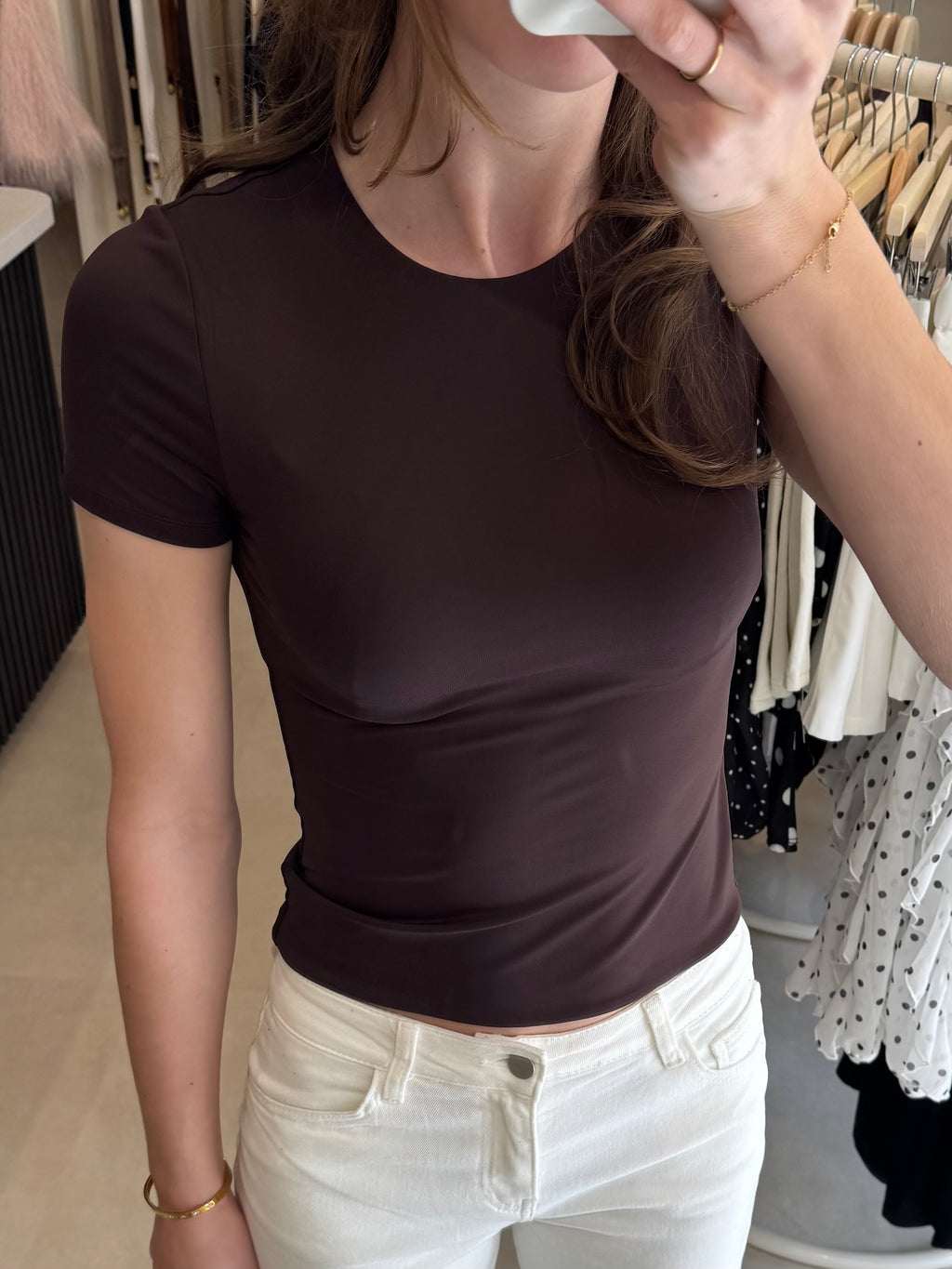 Basic t shirt korte mouw - Donkerbruin