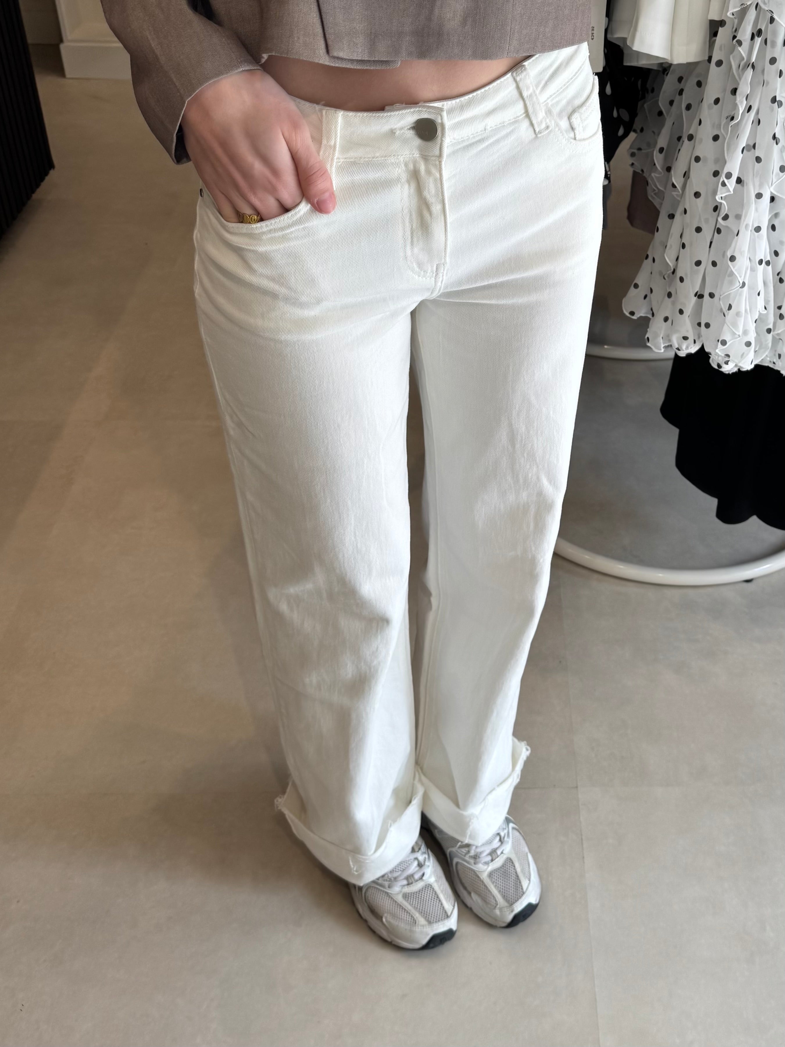 Jeans met omslag - off white