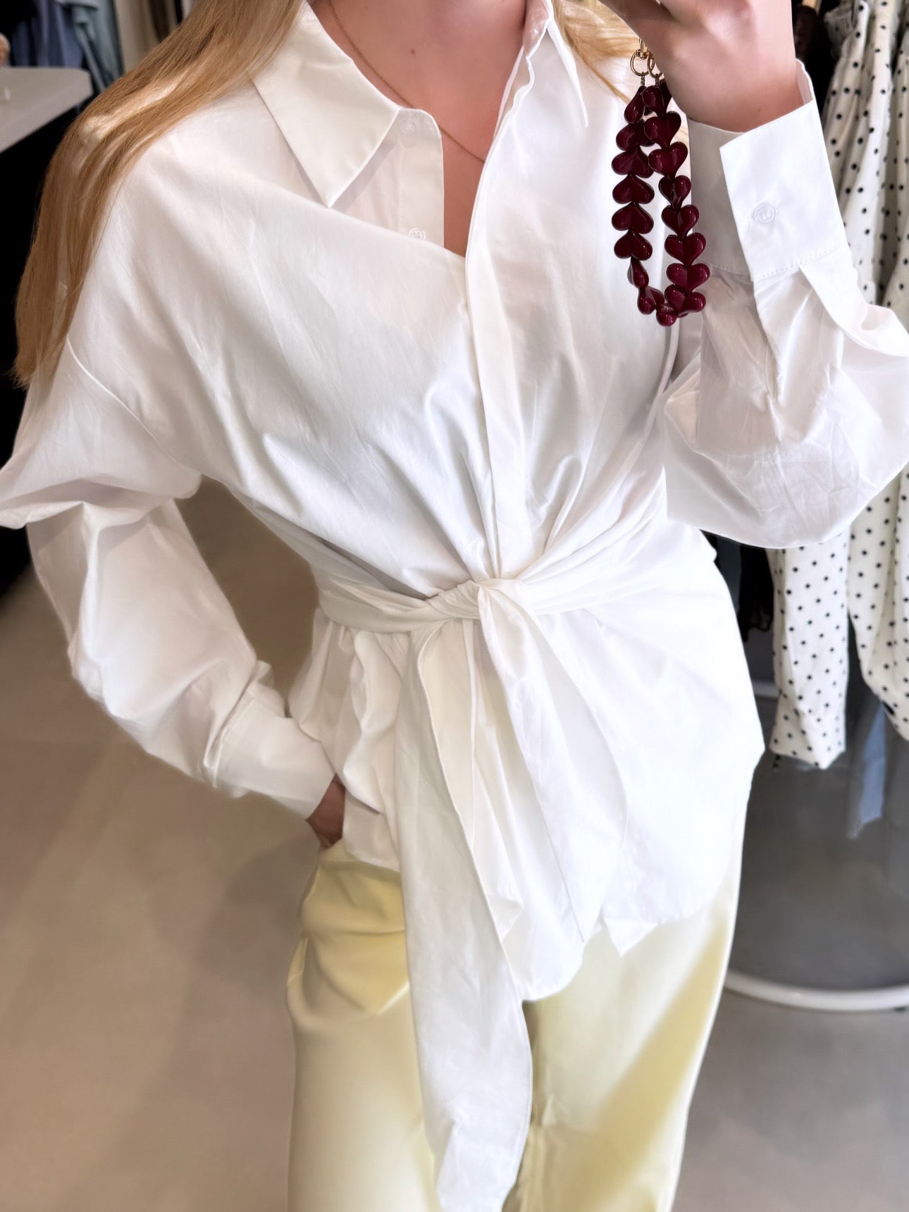 Blouse met taille strik - Wit