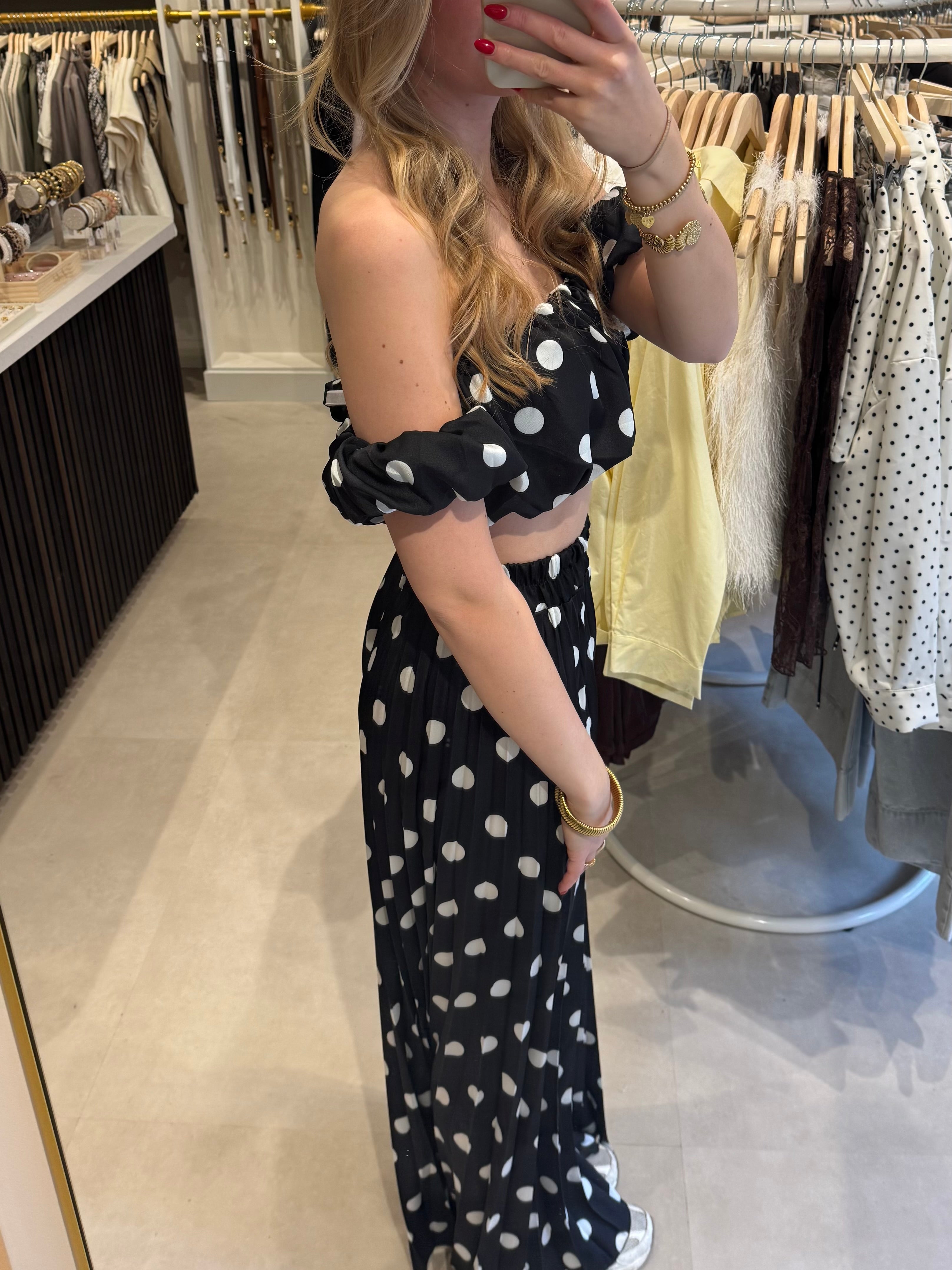 Polka dot set - Zwart/Wit