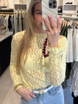 Lace top lange mouw - Lichtgeel