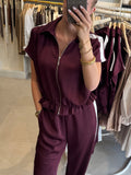 Satijnen bomber met bies - Bordeaux