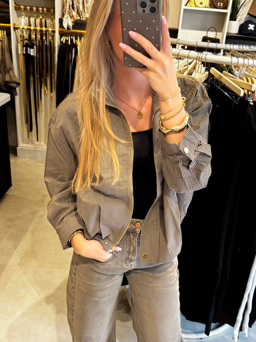 Bomber met ruitje - Bruin