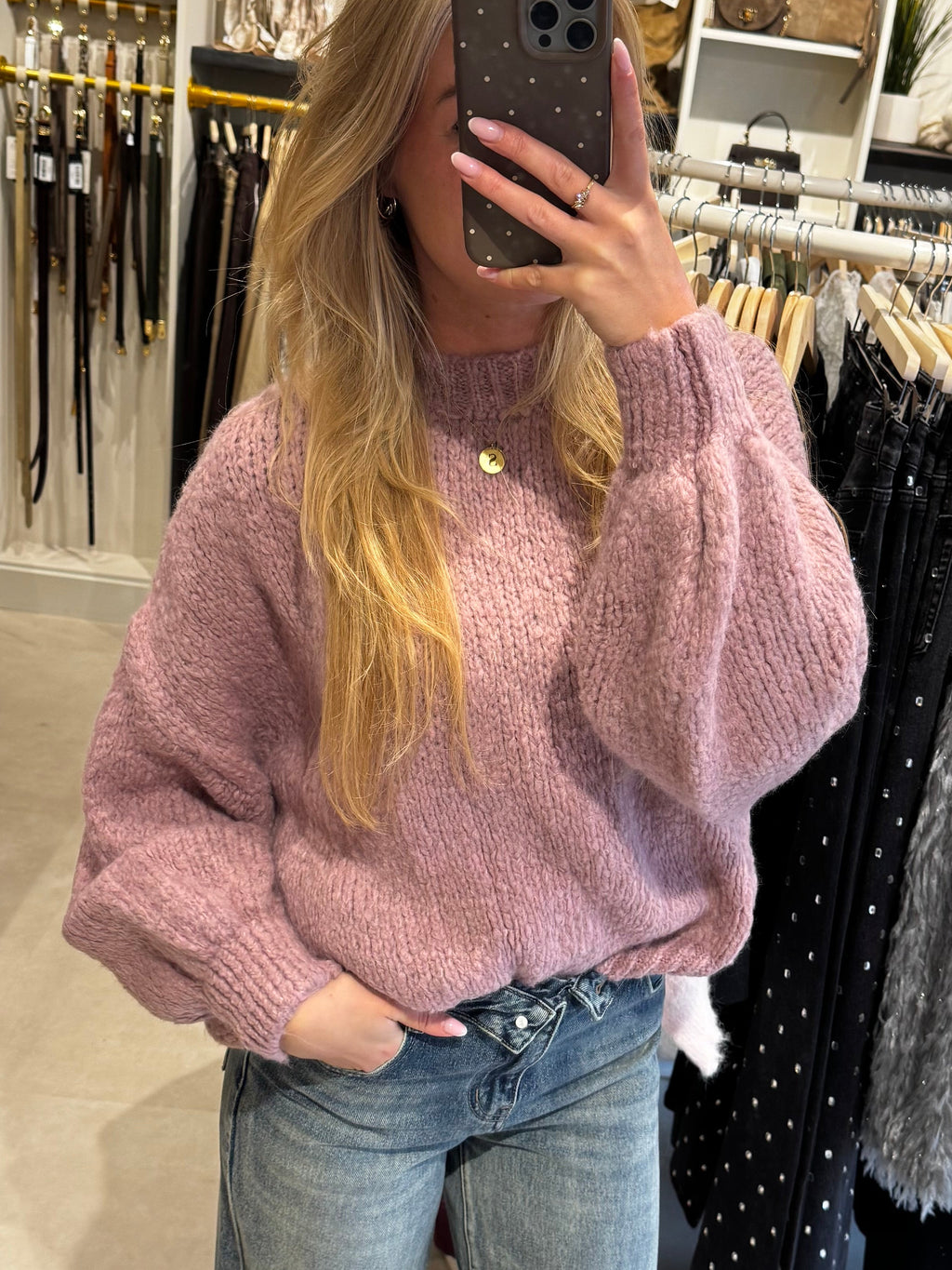 Oversized Gebreide trui - Mauve