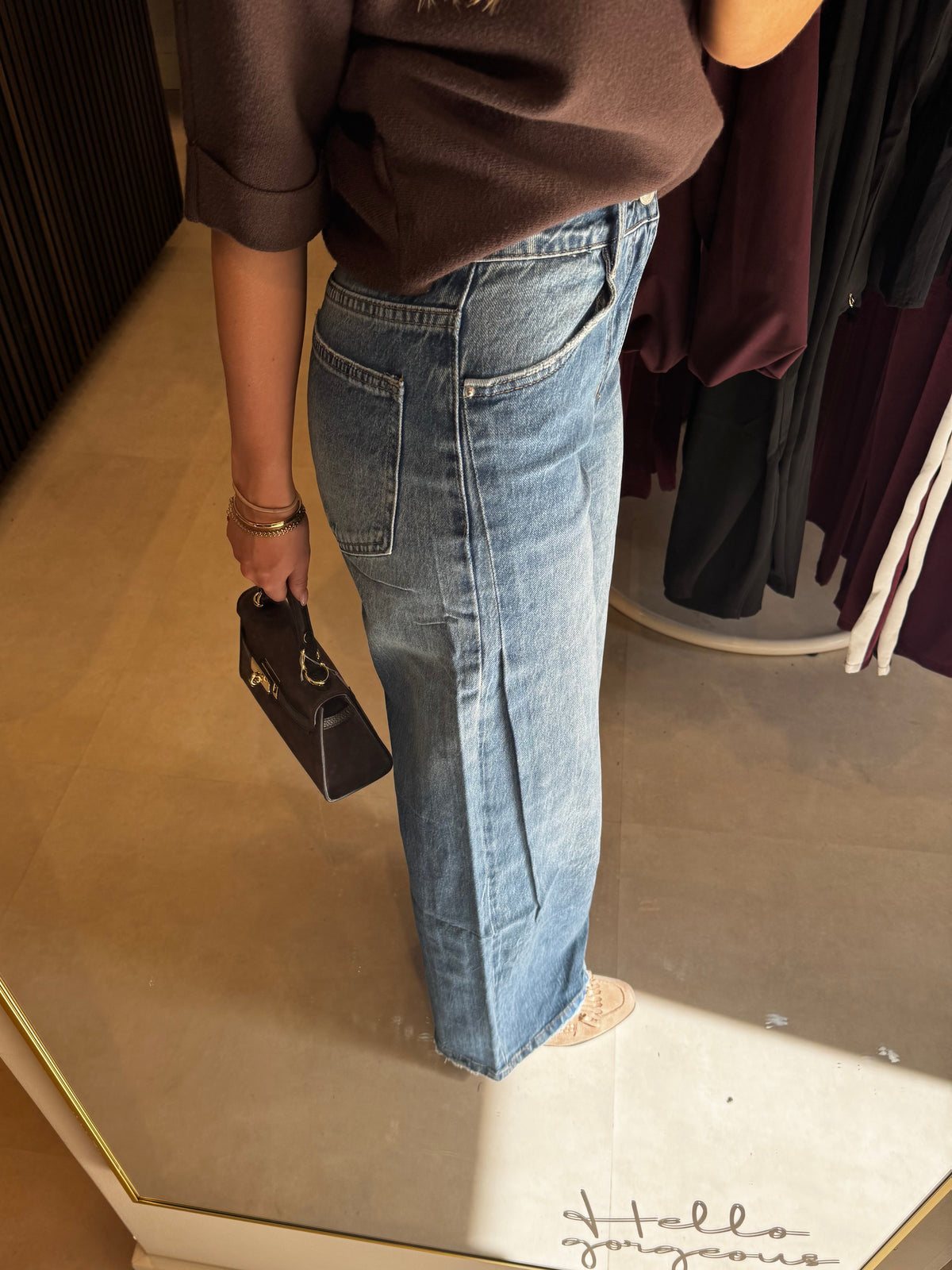 Jeans met plooi - Middenblauw