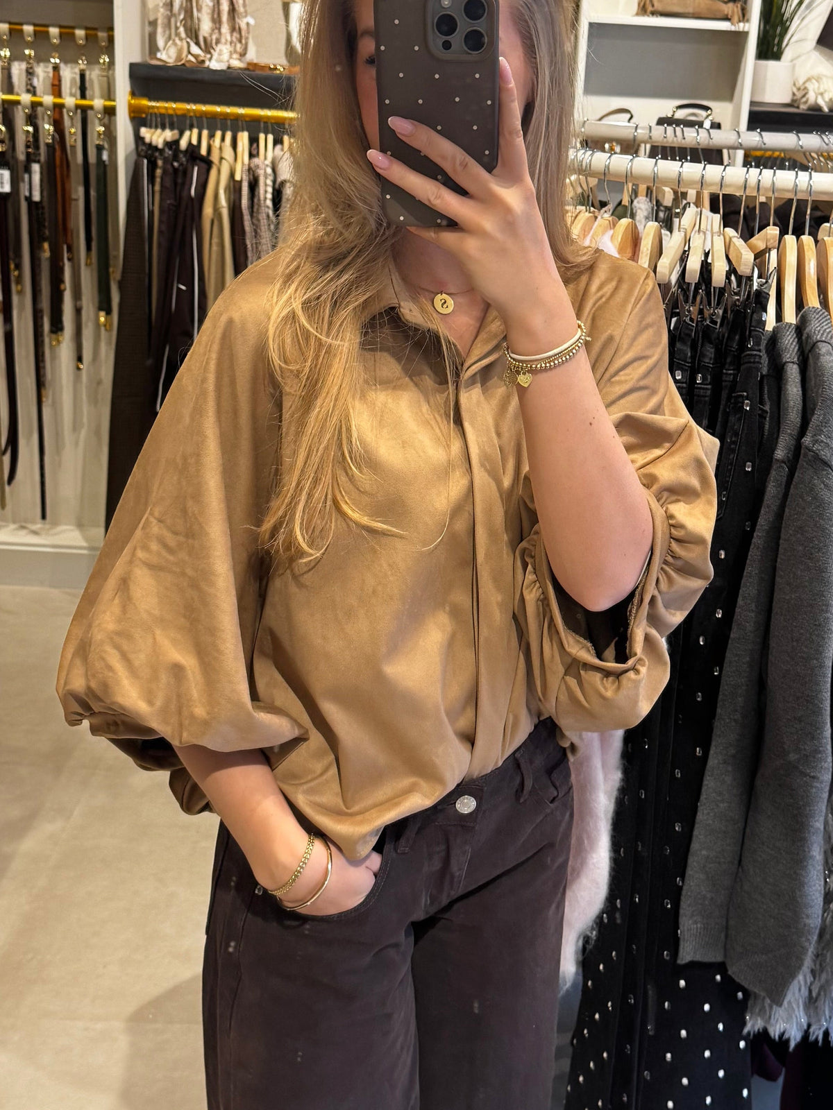 3/4 blouse Suede - Camel