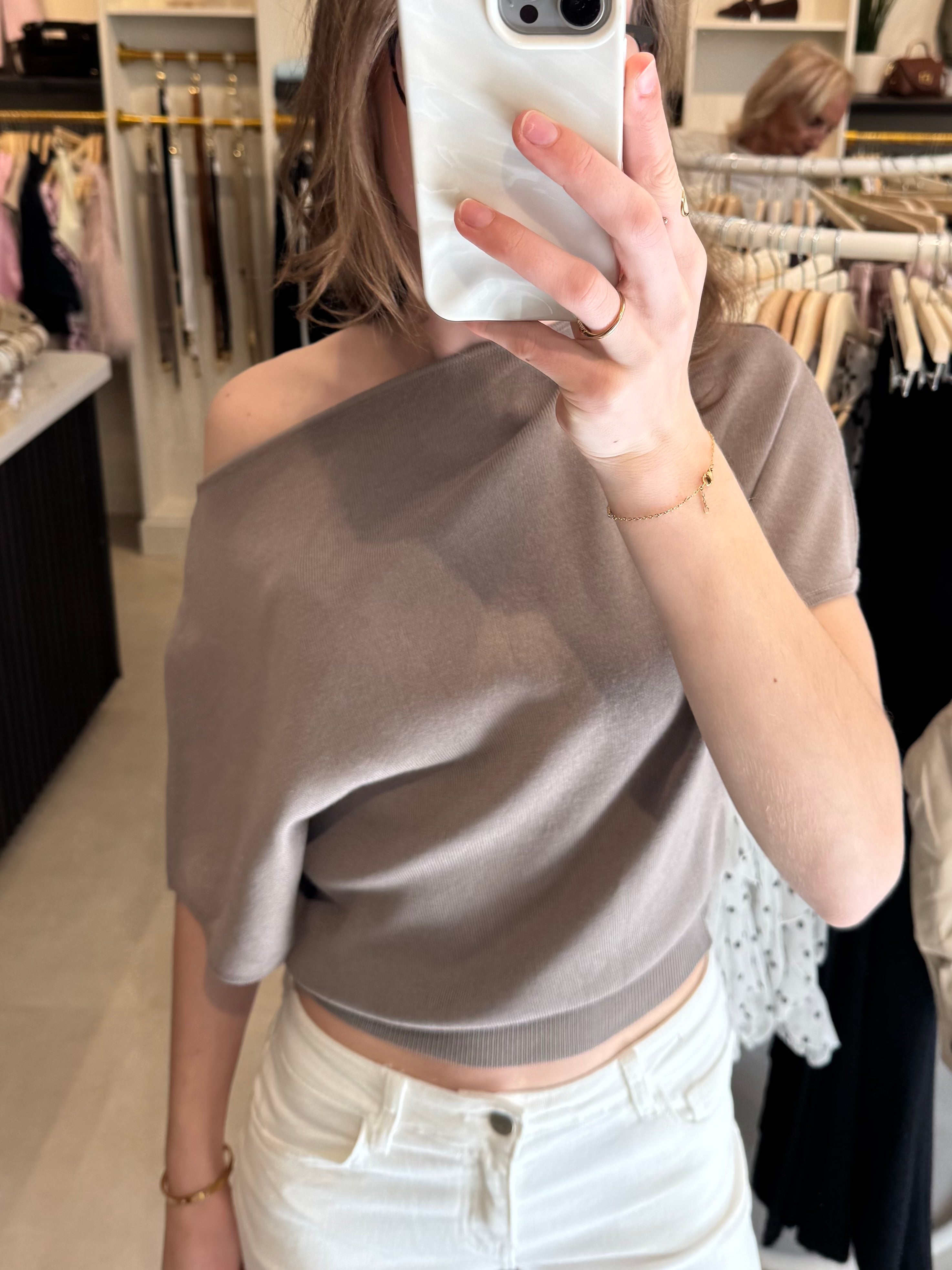 Gebreide top - Taupe