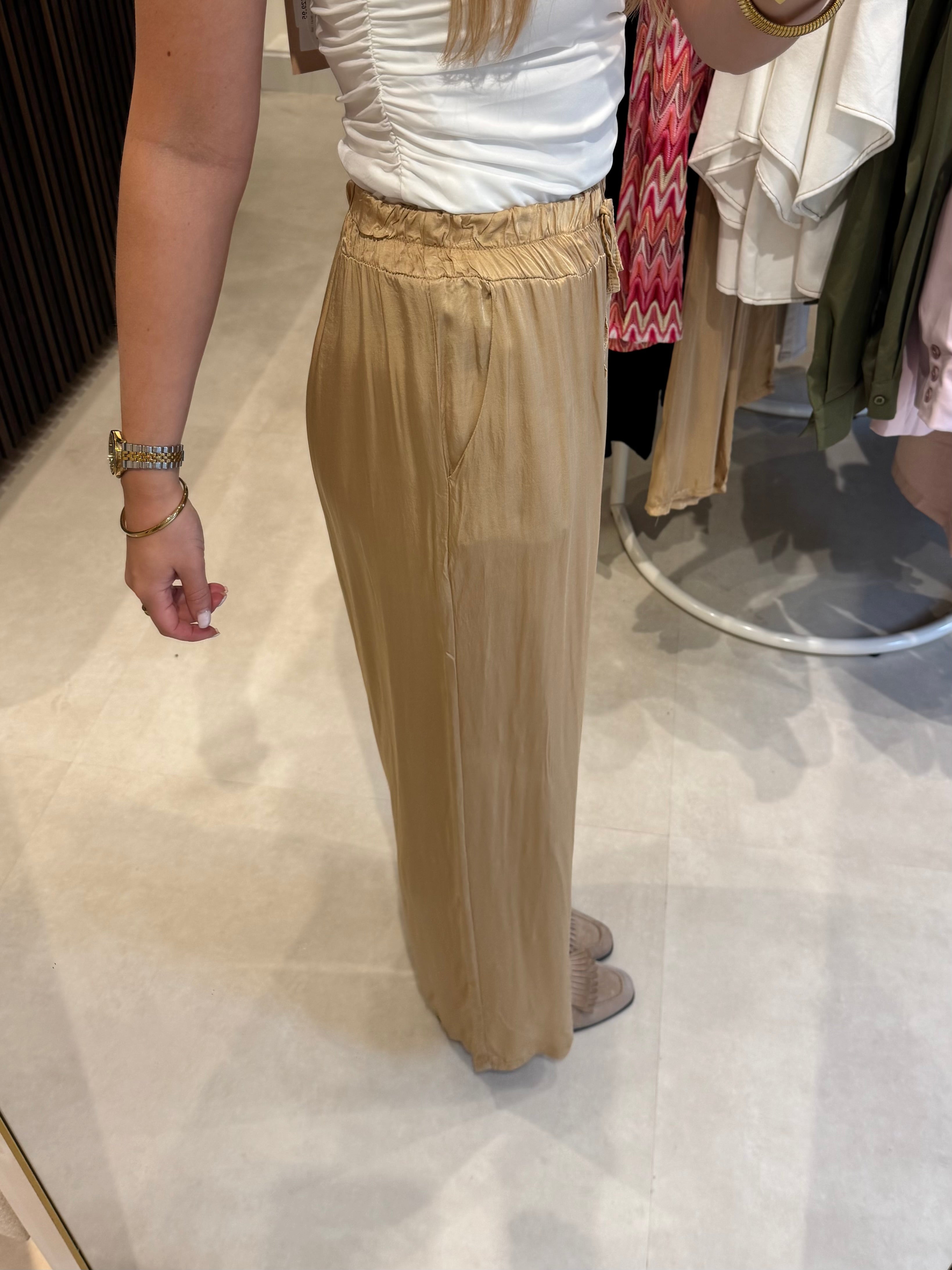 Satijnen wijde broek - Goud