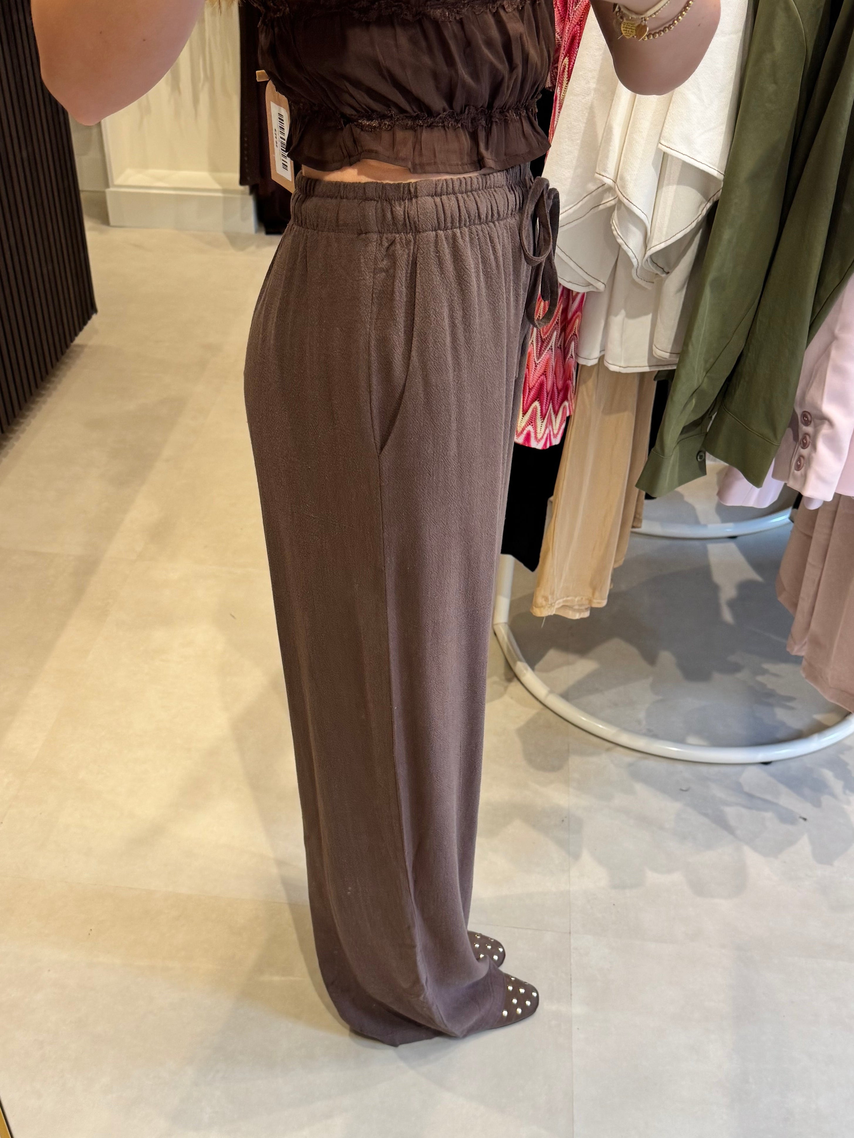 Linnen broek - Donkerbruin
