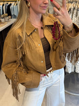 Suede jasje met franjes - Camel