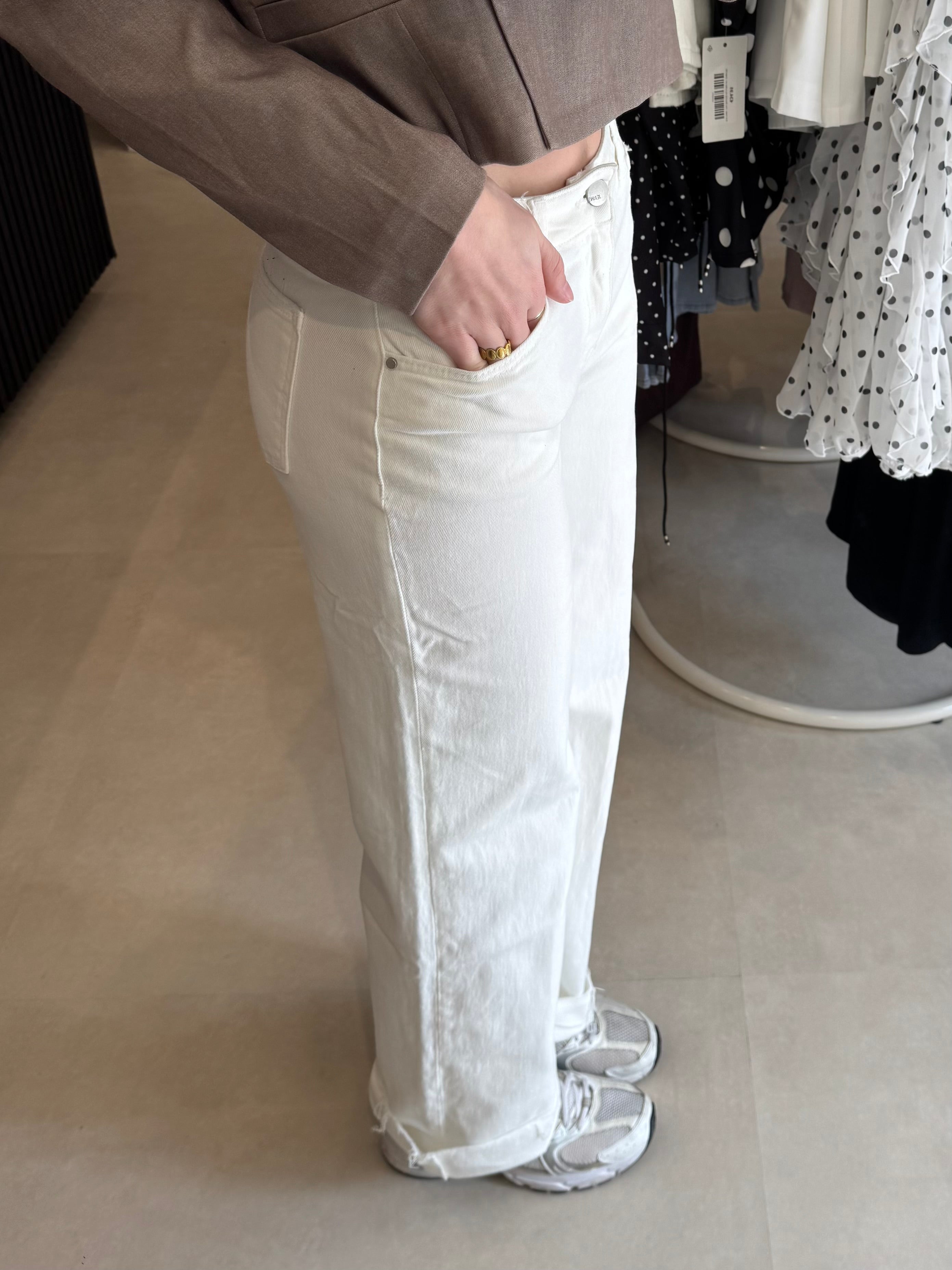 Jeans met omslag - off white