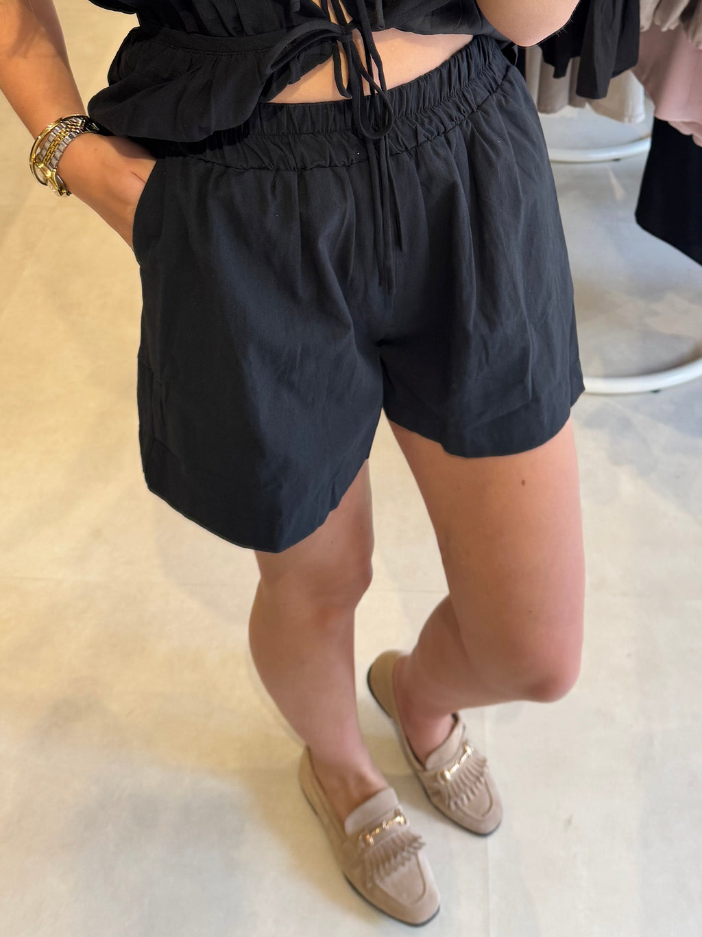 Katoenen short - Zwart