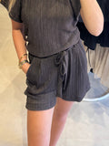 Plissé short lurex -  Donkerbruin