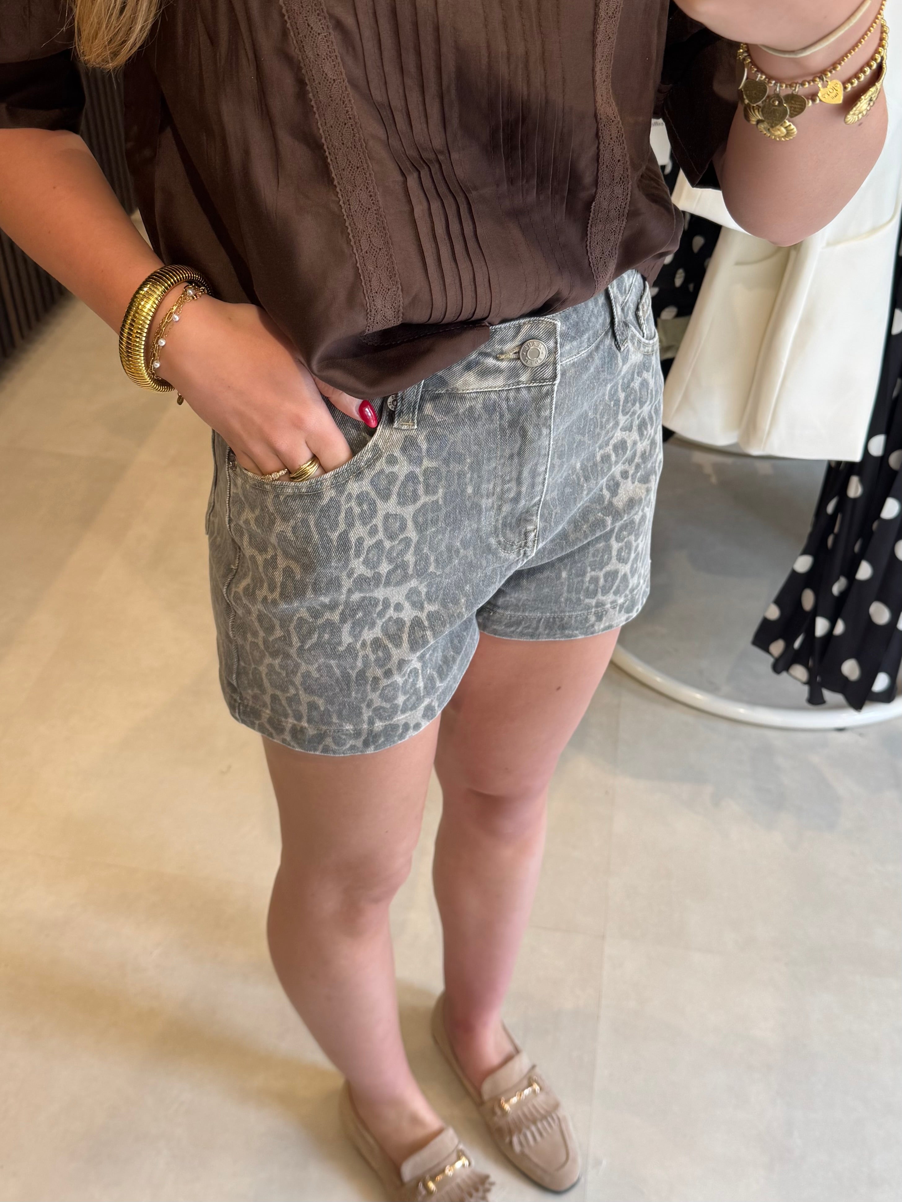 Denim short - Leopard