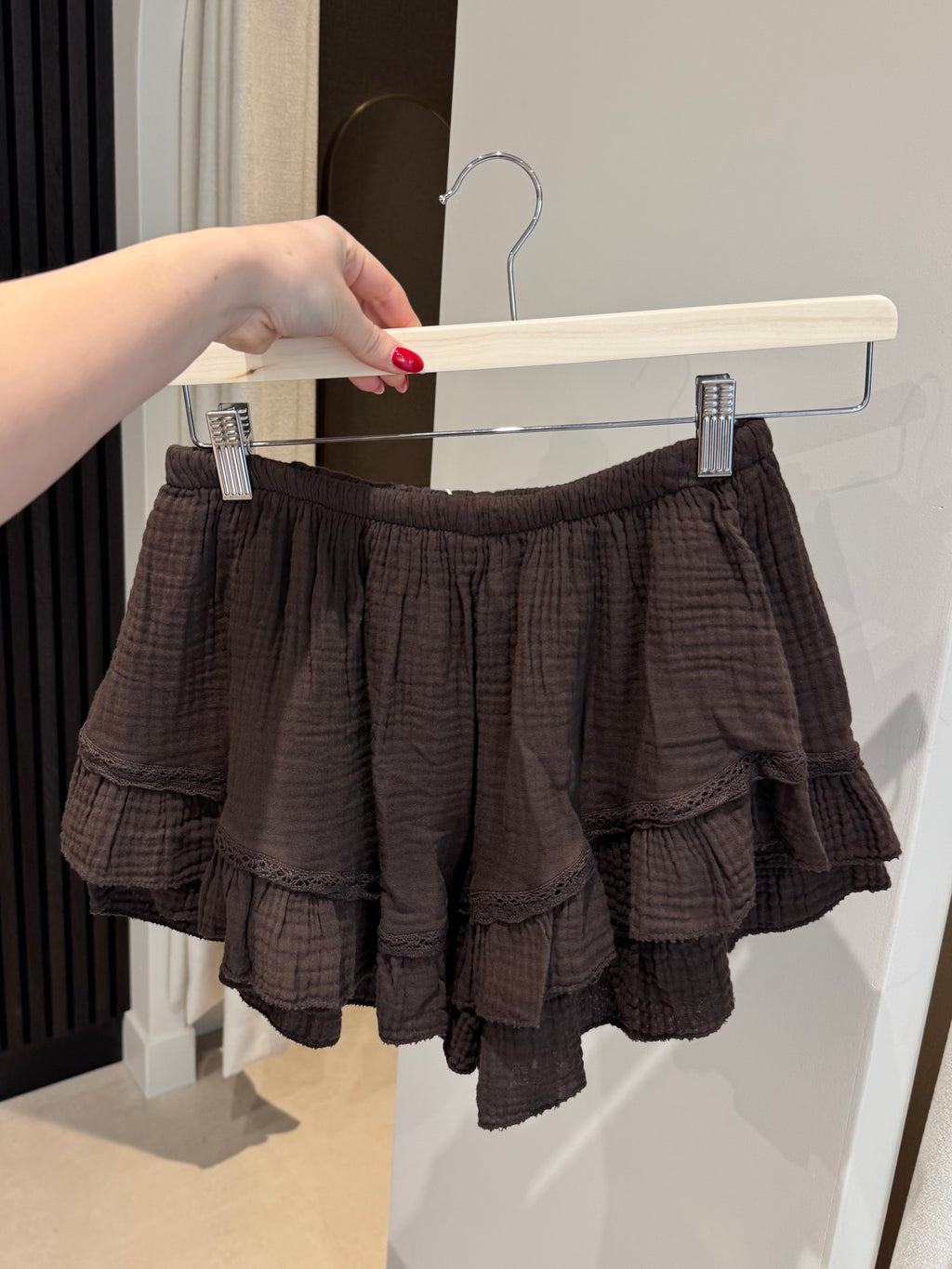 Mousseline skort - Donkerbruin