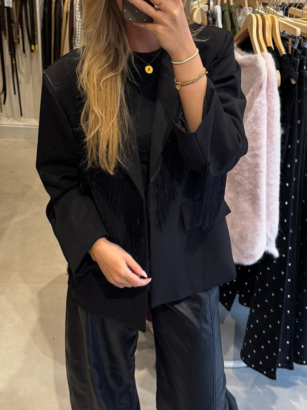 Blazer met franjes - Zwart