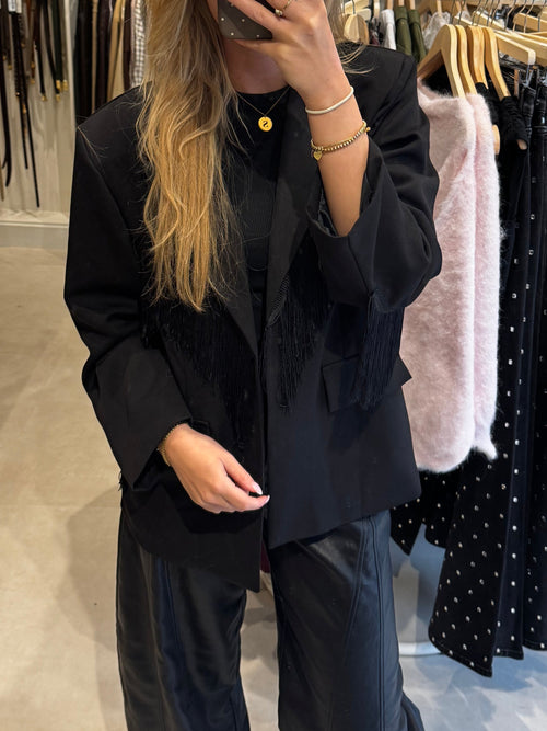 Blazer met franjes - Zwart