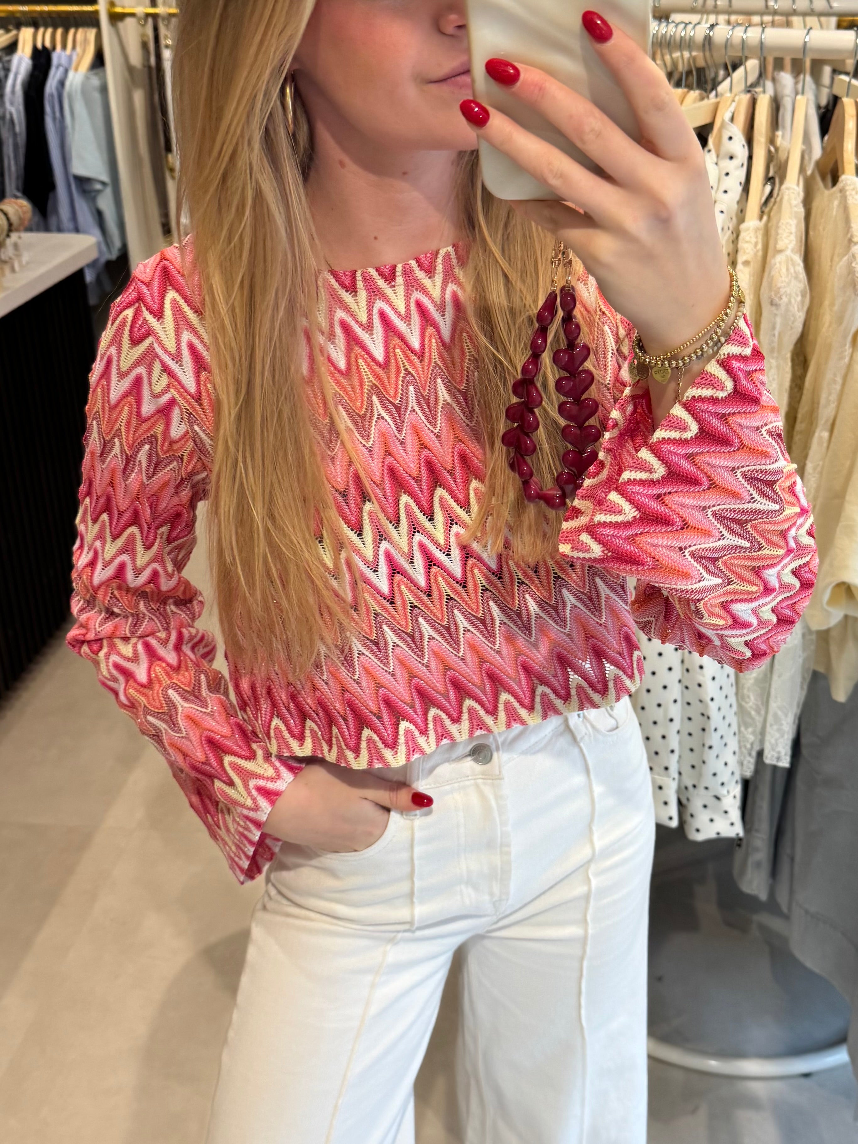 Top met patroon - Roze
